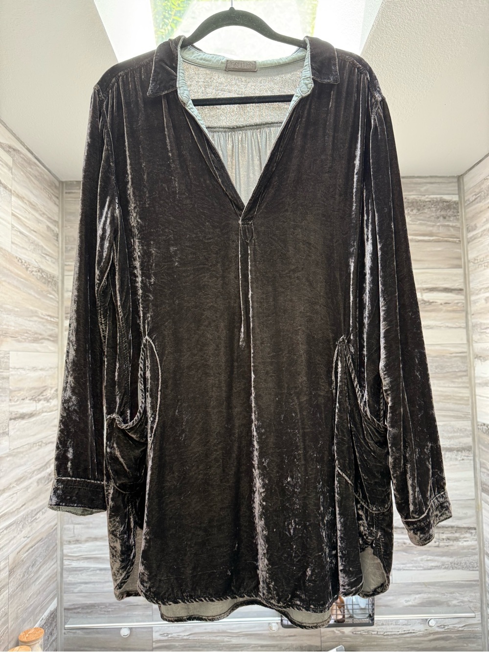 CP Shades Teton Tunic in luscious brown velvet and green-gray clay